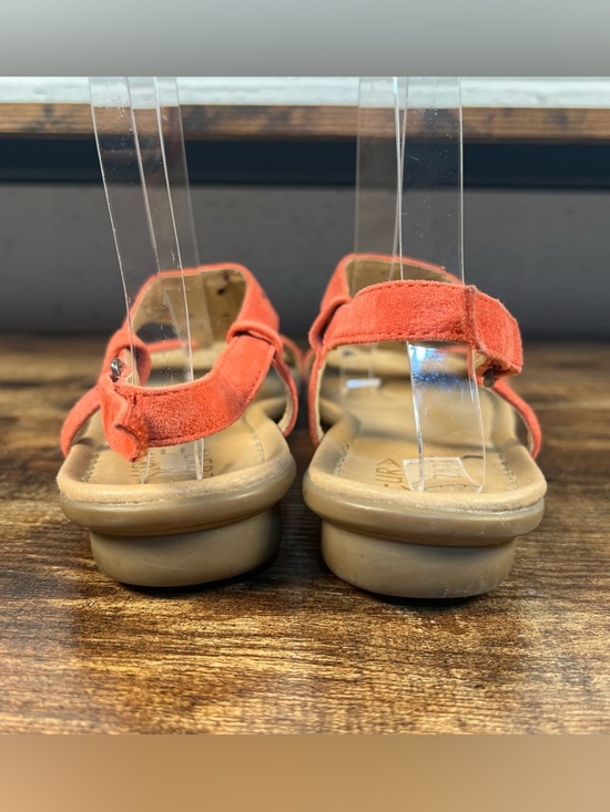 Naturalizer Sandals Leather T Strap Adjustable Hook & Loop Cutout Windham 8 - Picture 4 of 14